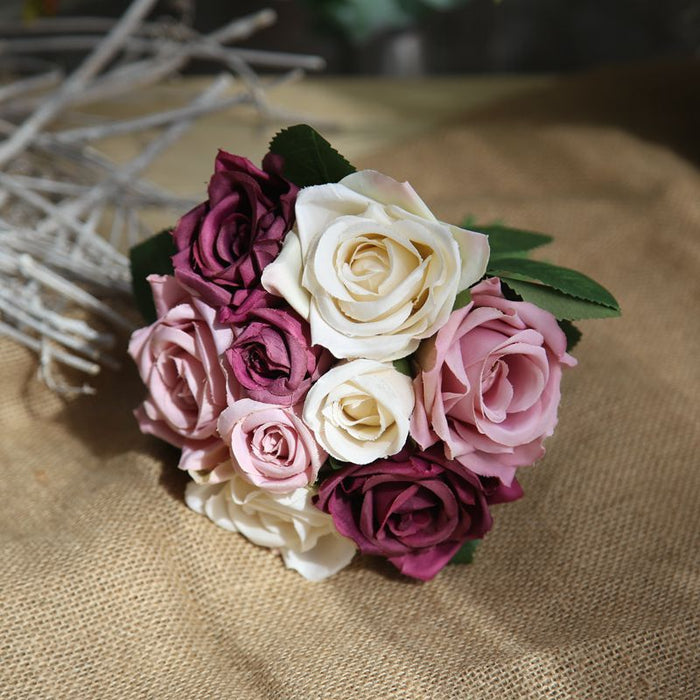 Bulk 7 Colors Mini Rose Bouquet Flower Arrangements Wholesale