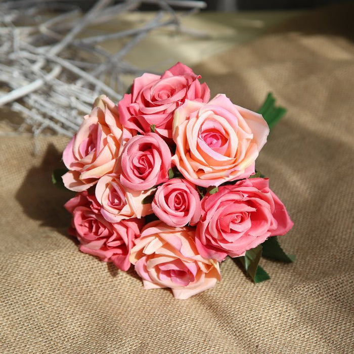 Arreglos de ramo de rosas artificiales - 7 colores 