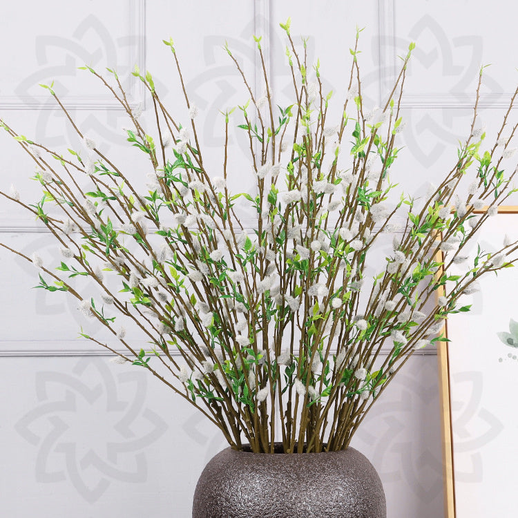 Bulk 3 Pcs 33" Artificial Pussy Willow Branches Stems Wholesale