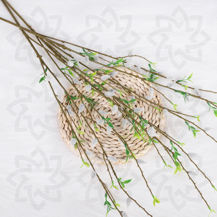 Bulk 3 Pcs 33" Artificial Pussy Willow Branches Stems Wholesale