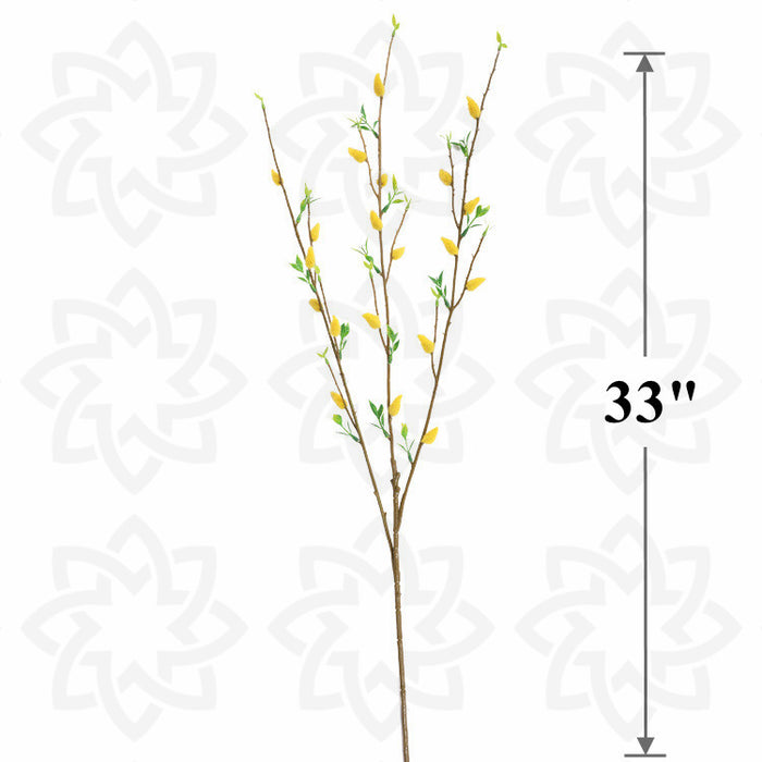 Bulk 3 Pcs 33" Artificial Pussy Willow Branches Stems Wholesale