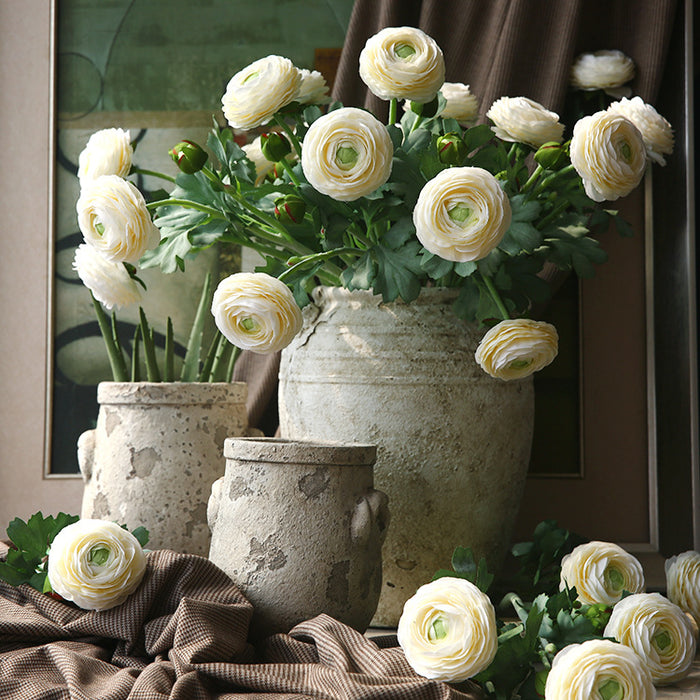 Bulk 19" Ranunculus Flowers with Real Touch Stem Persian Buttercup Artificial Silk Flowers Wholesale