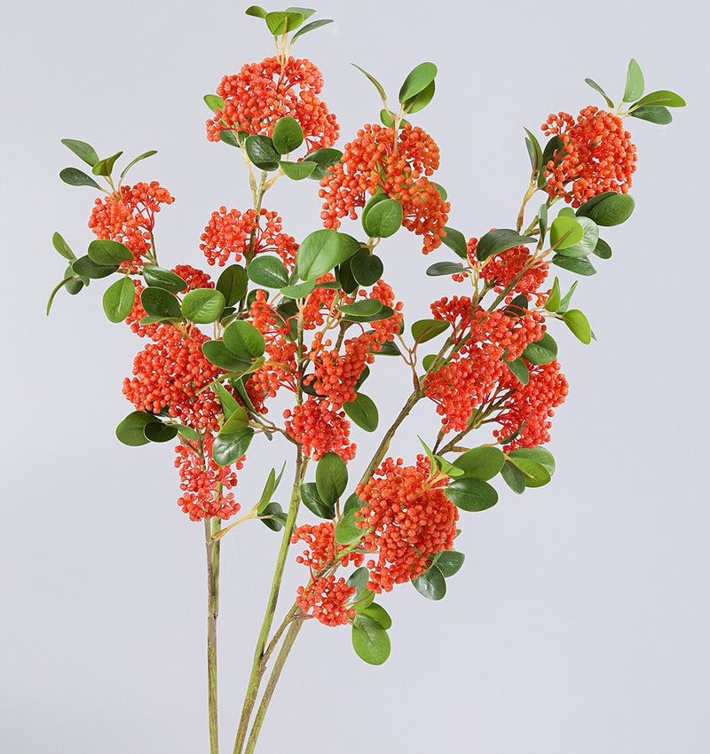 Wholesale Artificial Orange Berry Pyracantha Cotoneaster Brazilian Pepper Christmasberry Christmas Holiday Stem 35 Inch