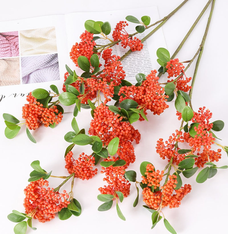 Wholesale Artificial Orange Berry Pyracantha Cotoneaster Brazilian Pepper Christmasberry Christmas Holiday Stem 35 Inch