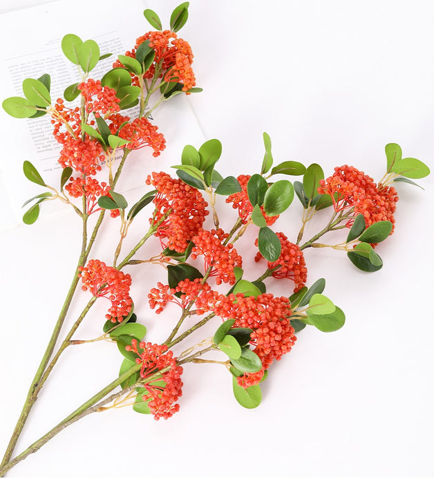 Wholesale Artificial Orange Berry Pyracantha Cotoneaster Brazilian Pepper Christmasberry Christmas Holiday Stem 35 Inch