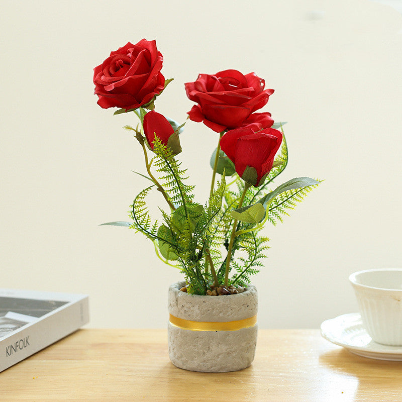 Bonsai de flores de seda rosa artificial a granel de 11 "al por mayor