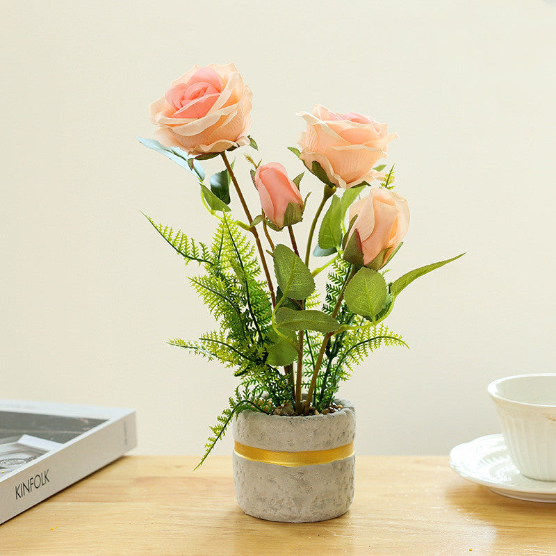 Bonsai de flores de seda rosa artificial a granel de 11 "al por mayor
