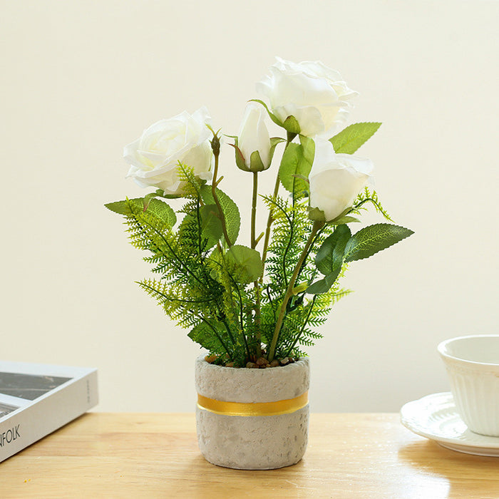 Bulk 11" Artificial Rose Silk Flowers in Vase Flower Arrangement Wholesale