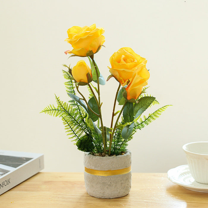 Bulk 11" Artificial Rose Silk Flowers in Vase Flower Arrangement Wholesale
