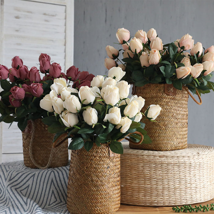 Flores artificiales a granel de 18 ", capullos de rosas de seda, venta al por mayor