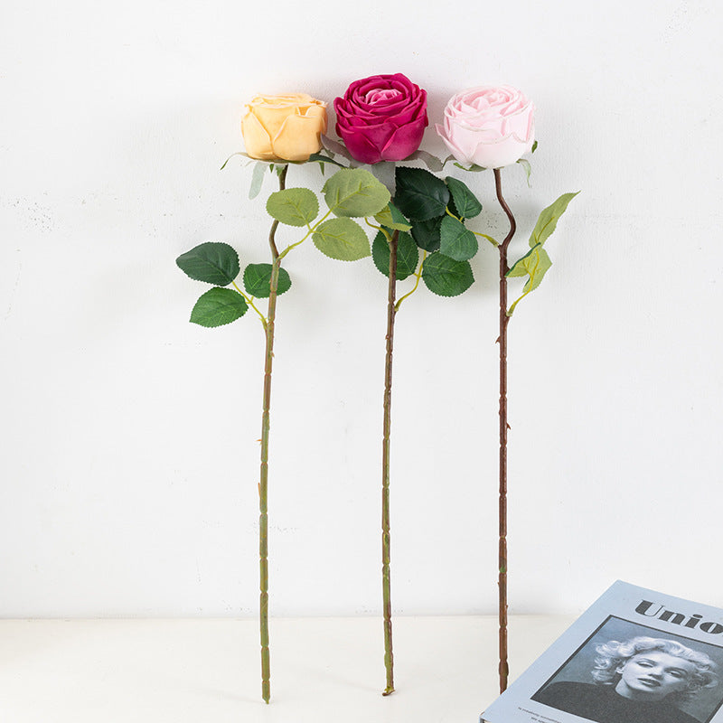 Venta al por mayor Flor de rosa artificial American Beauty Stem Real Touch 20 pulgadas 