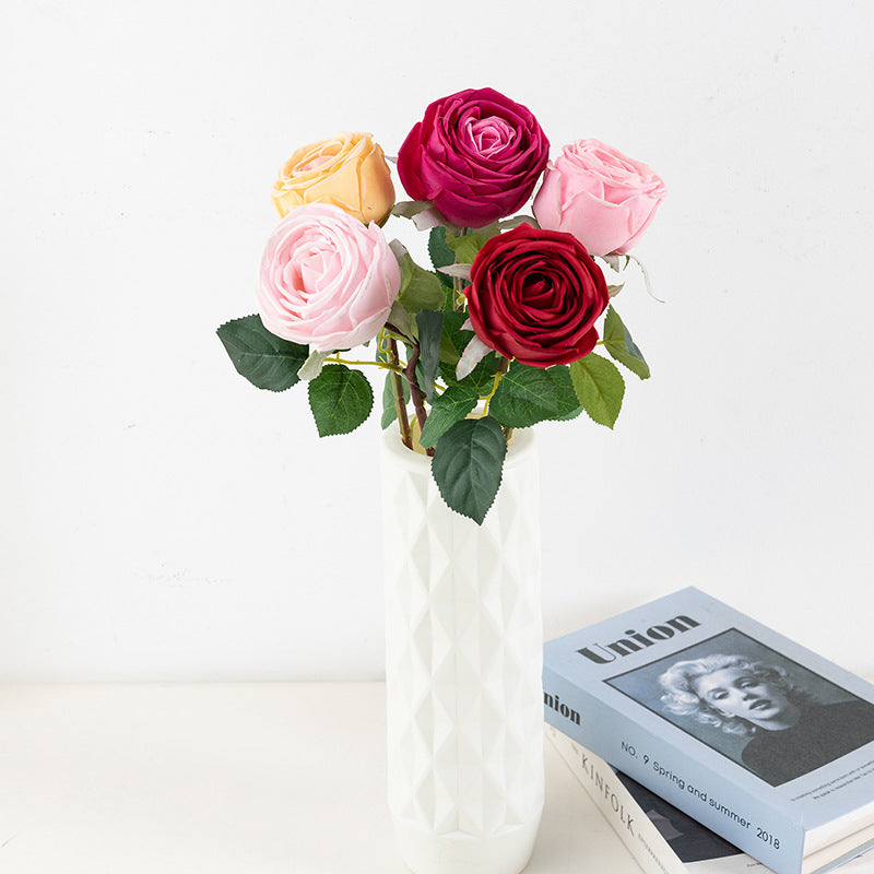 Venta al por mayor Flor de rosa artificial American Beauty Stem Real Touch 20 pulgadas 