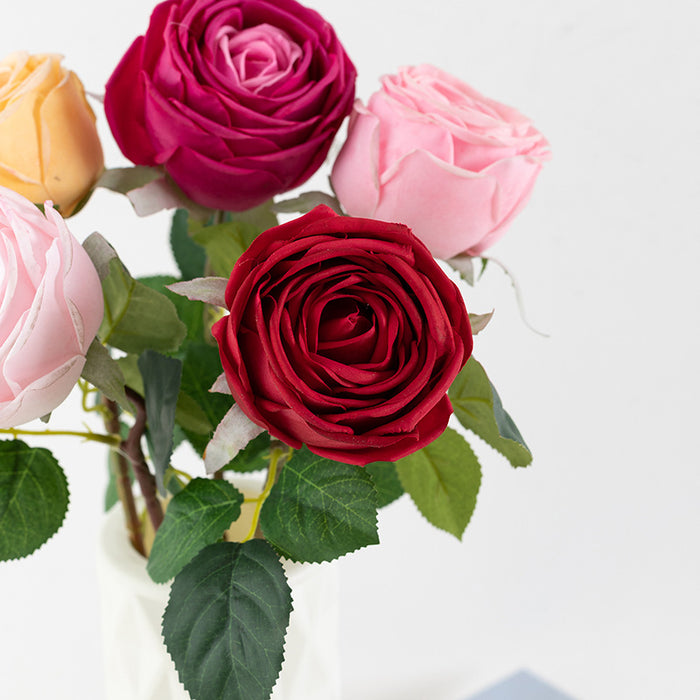 Venta al por mayor Flor de rosa artificial American Beauty Stem Real Touch 20 pulgadas 
