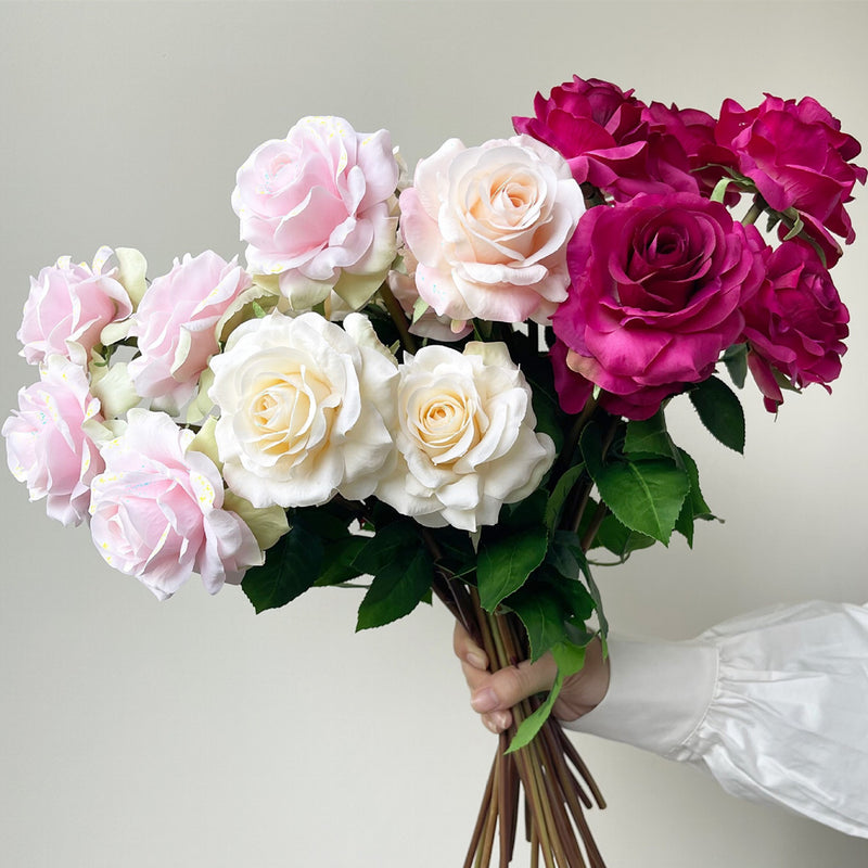 Bulk 18.8" Artificial Rose Flowers Stem Real Touch Silk Flower Arrangement Wholesale