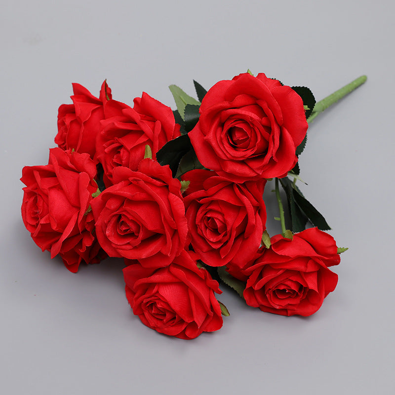 Individual Bulk Roses Bulk 17 inches Tall Roses Bush Bouquet Faux Silk Rose Flowers Wholesal ...