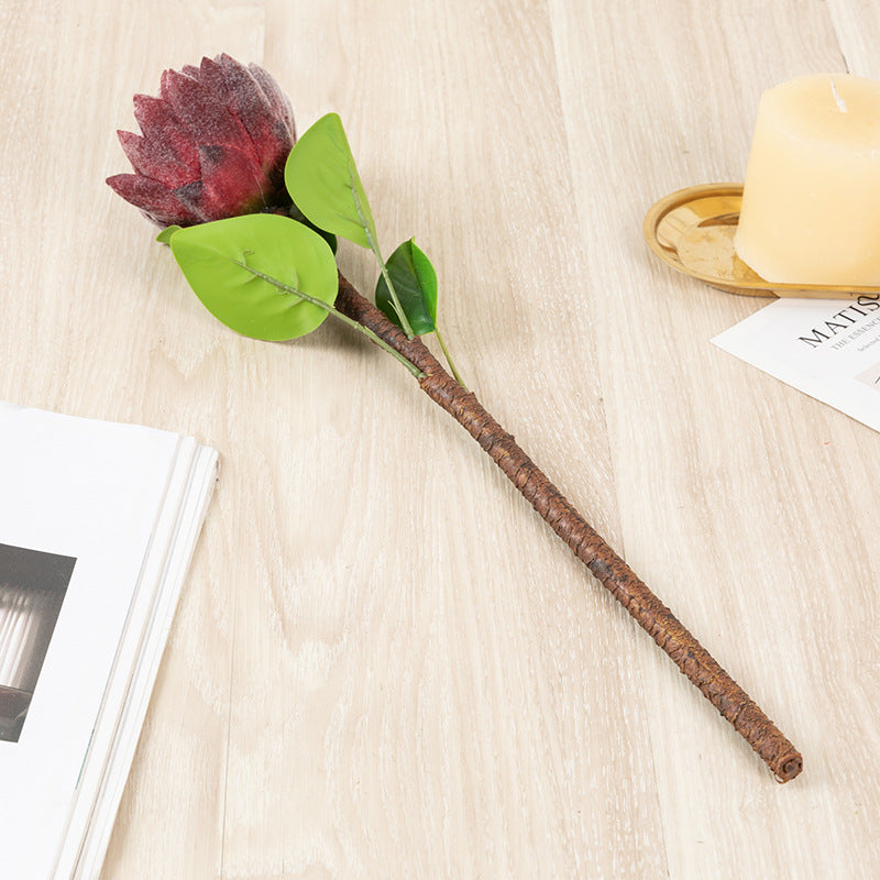 Bulk Artificial Shakyamuni Flower Fruit Artichoke with Leaves Stem 18 Inch Wholesale