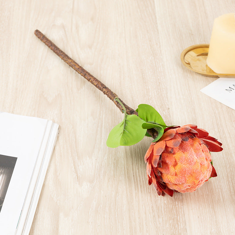 Bulk Artificial Shakyamuni Flower Fruit Artichoke with Leaves Stem 18 Inch Wholesale