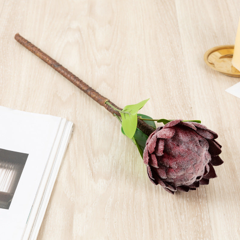 Bulk Artificial Shakyamuni Flower Fruit Artichoke with Leaves Stem 18 Inch Wholesale