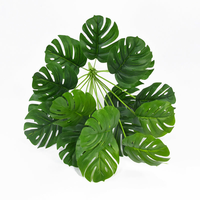 Monstera Bush 21" en vrac 18 fourches feuilles de palmier plantes artificielles pour salle de bain en gros 