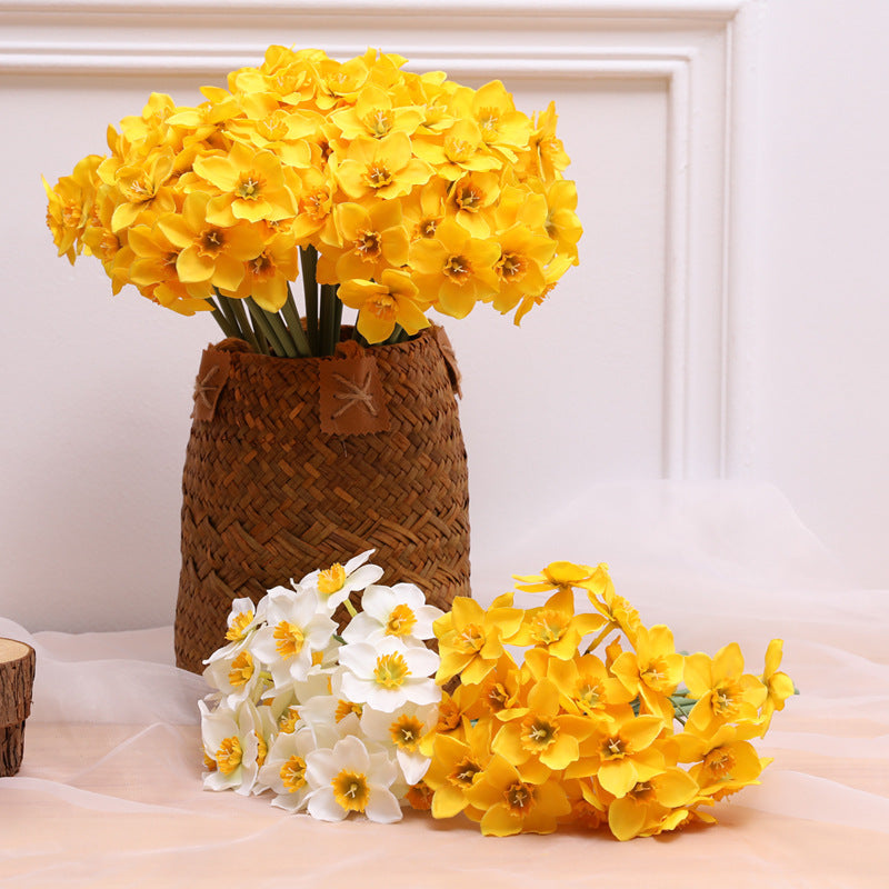 Bulk 6pcs 16" Daffodils Bouquet Stems Faux Narsissus Spring Flowers Wholesale