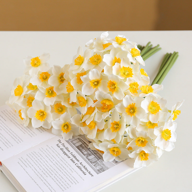Bulk 6pcs 16" Daffodils Bouquet Stems Faux Narsissus Spring Flowers Wholesale