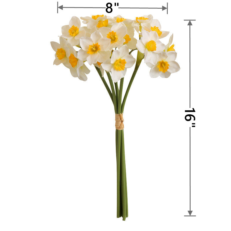 Bulk 6pcs 16" Daffodils Bouquet Stems Faux Narsissus Spring Flowers Wholesale