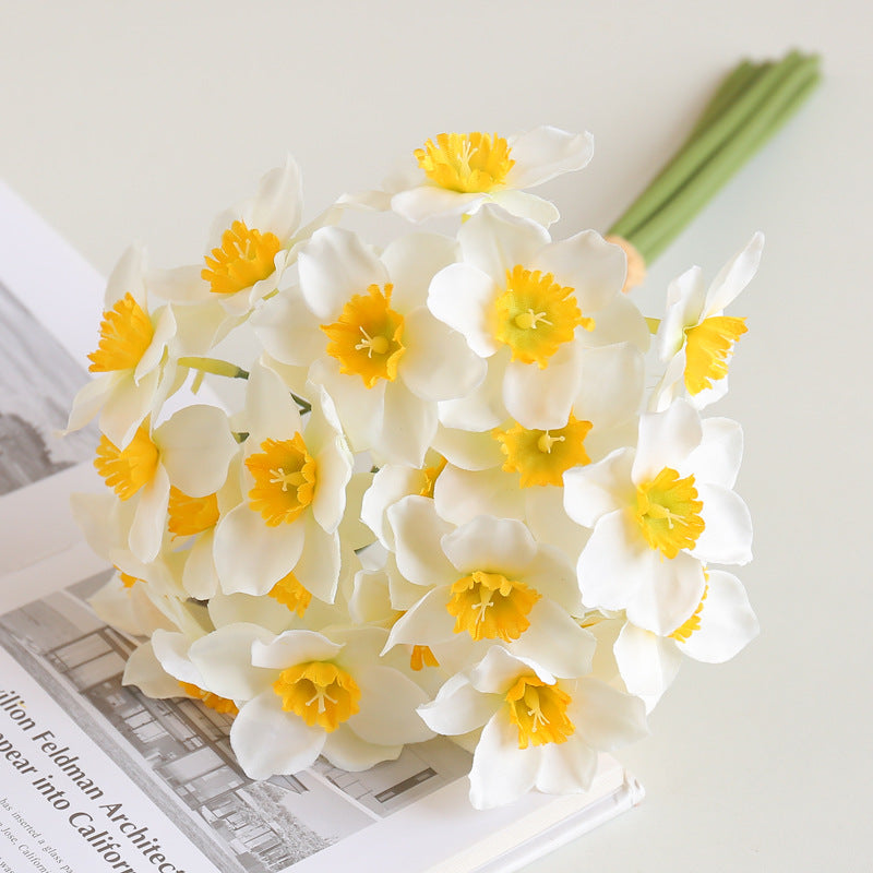 Bulk 6pcs 16" Daffodils Bouquet Stems Faux Narsissus Spring Flowers Wholesale