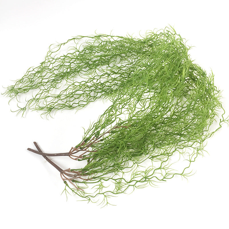 Venta al por mayor Planta de aire artificial de musgo español Tillandsia Usneoides Decoración colgante de 33 pulgadas 