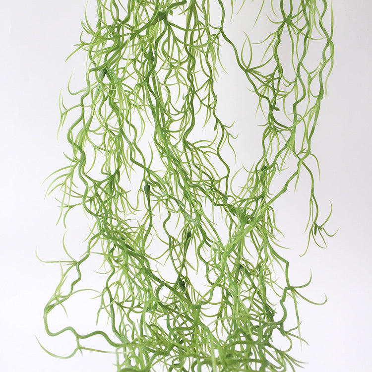 Venta al por mayor Planta de aire artificial de musgo español Tillandsia Usneoides Decoración colgante de 33 pulgadas 