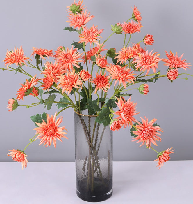 Bulk 28" Artificial Straw Mum Flower Spray Fall Country Copper Chrysanthemum Grandiflorum Stem Wholesale