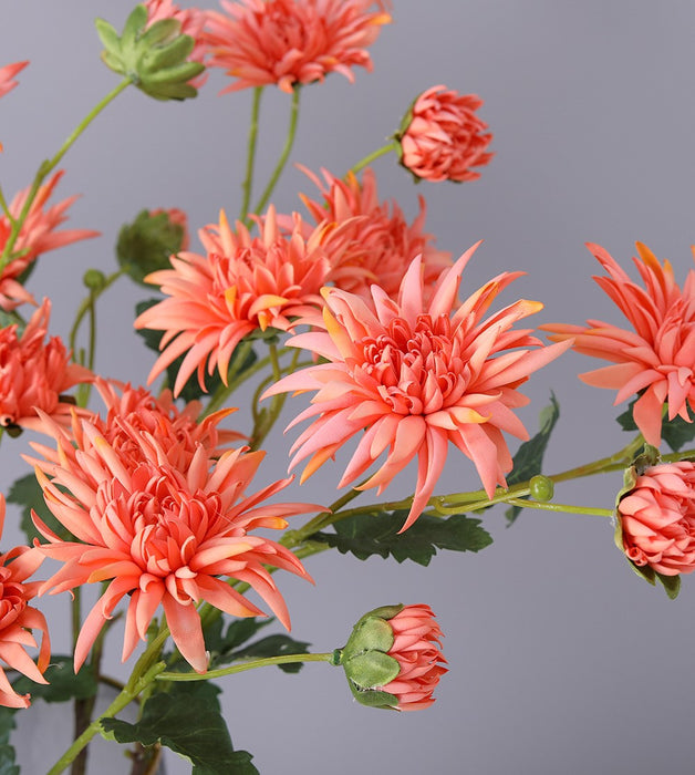 Bulk 28 "Paja artificial Mum Flower Spray Fall Country Cobre Crisantemo Grandiflorum Tallo al por mayor 
