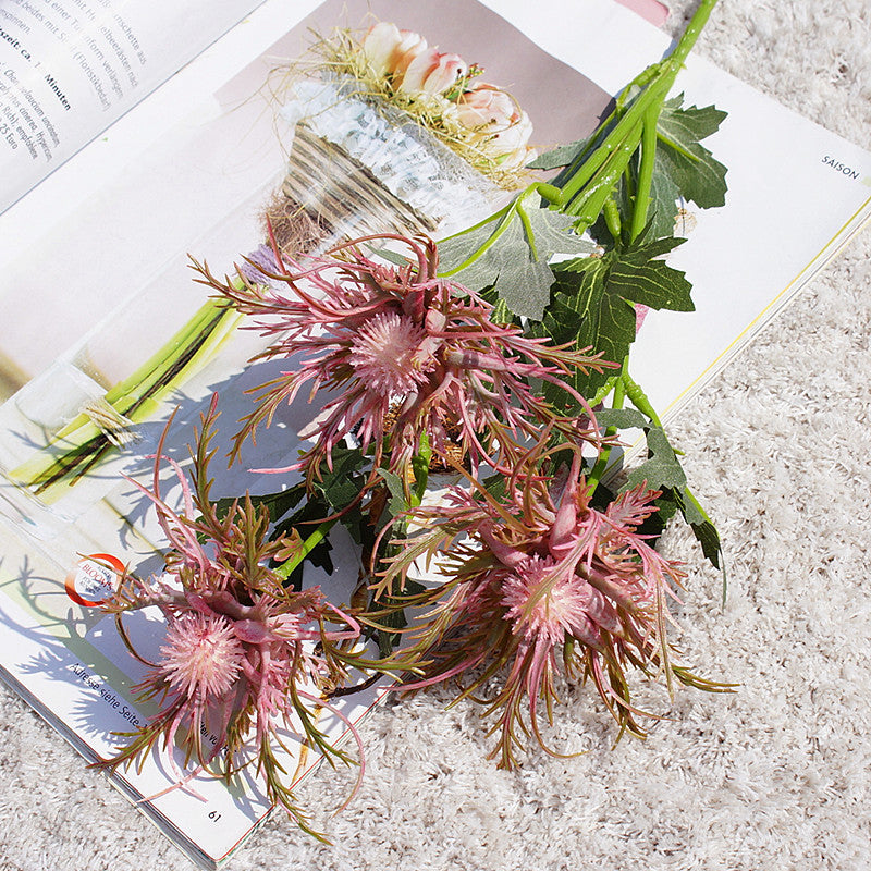 Fleurs de chardon Eryngium artificielles en vrac de 26 pouces avec tige au toucher réel en gros 
