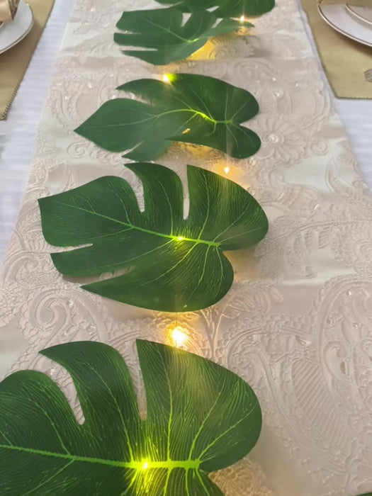 Venta al por mayor Artificial Tropical Palm Leaves Vine Garland String Lights 79 pulgadas 