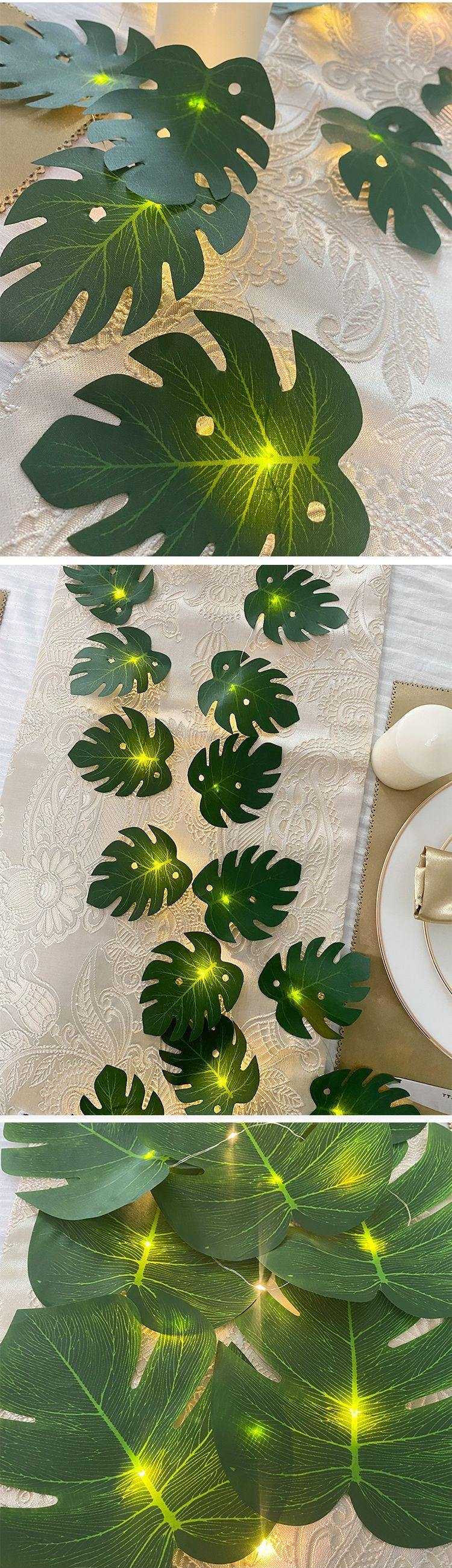Bulk 79" Artificial Tropical Palm Leaves Vine Garland String Lights Wholesale