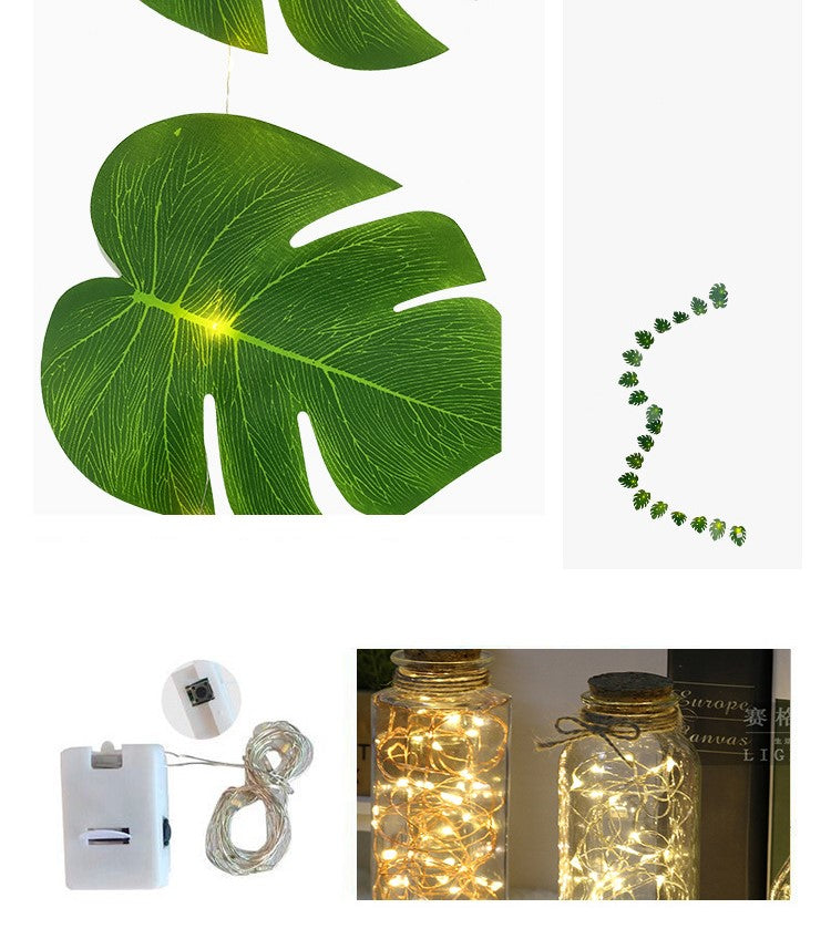 Bulk 79" Artificial Tropical Palm Leaves Vine Garland String Lights Wholesale