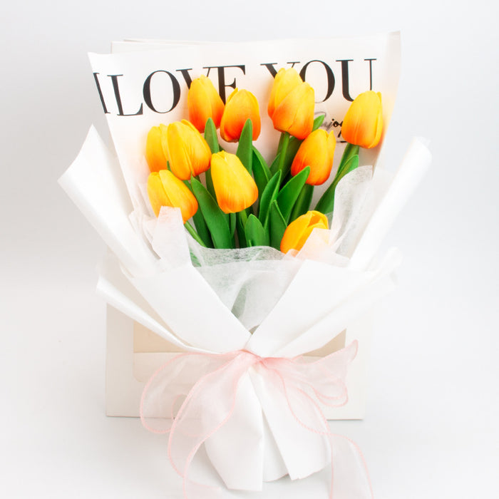 Regalos de ramo de flores de tulipanes artificiales a granel para ella al por mayor