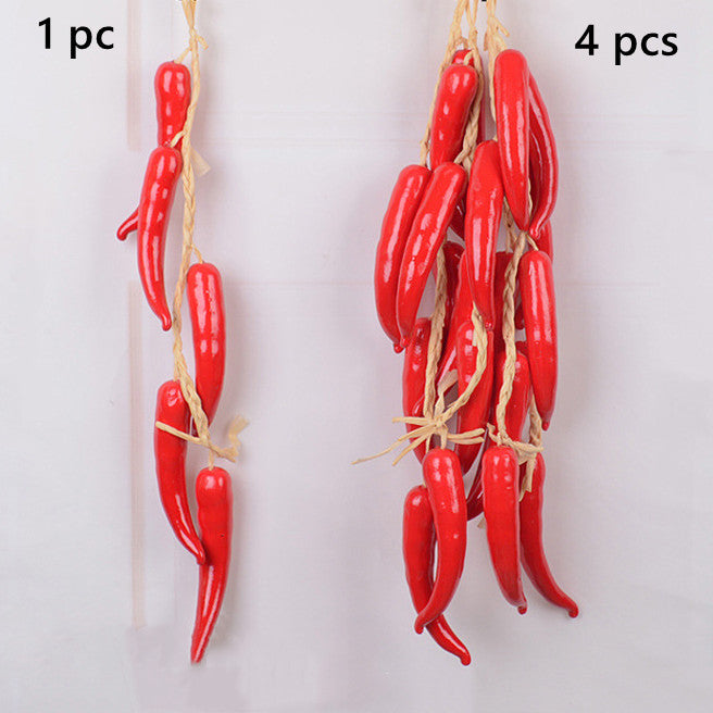 Adorno de verduras artificiales a granel Pimienta Colgante Cuerda Simulación Realista Hot Chili Vegetal Fruta Garland Vine para el hogar Cocina Granja Fiesta Decoración de la pared al por mayor 
