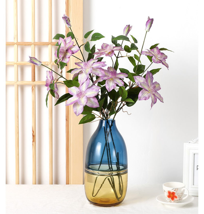 Clématite artificielle violette en vrac avec feuillage 26 pouces en gros 