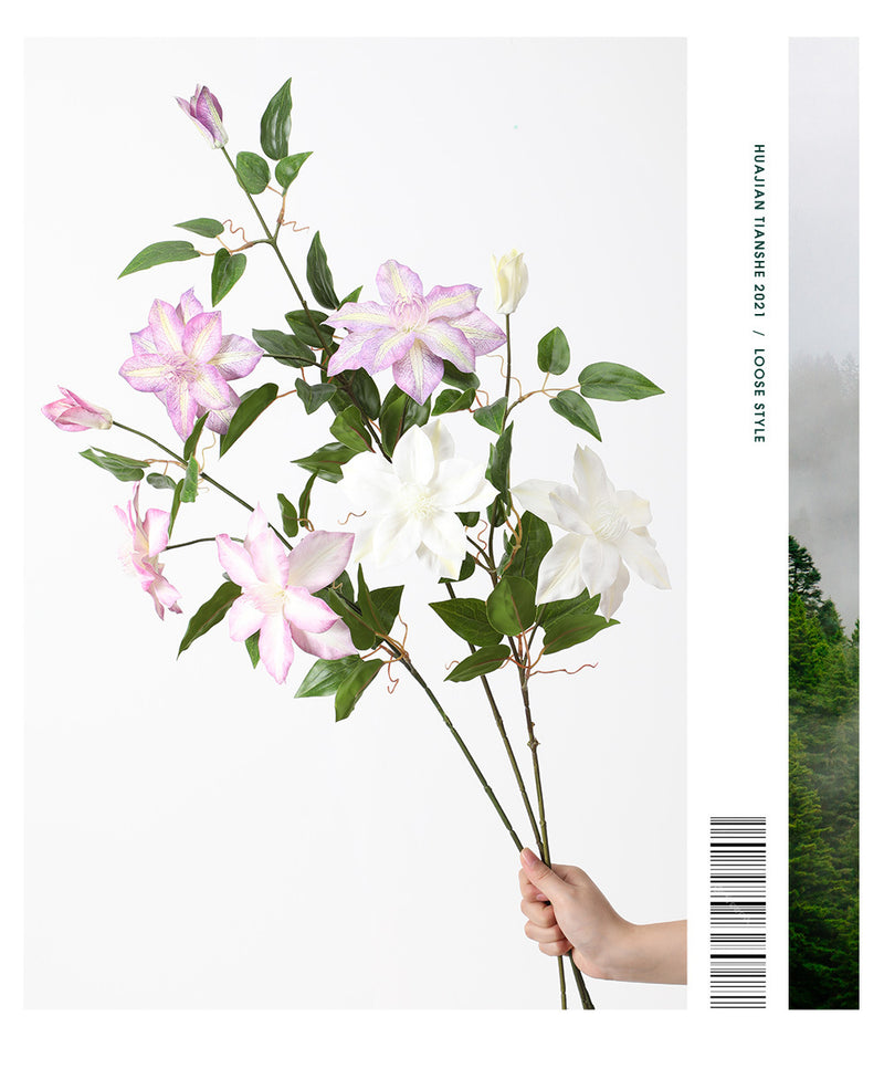 Clématite artificielle violette en vrac avec feuillage 26 pouces en gros 