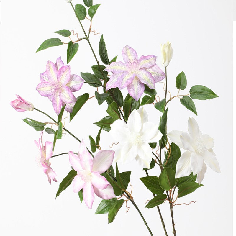 Clématite artificielle violette en vrac avec feuillage 26 pouces en gros 