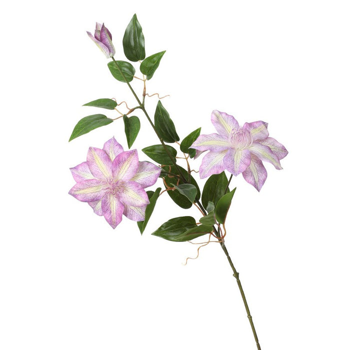 Bulk Artificial Violet Clematis Spray with Foliage 26 Inch Wholesale