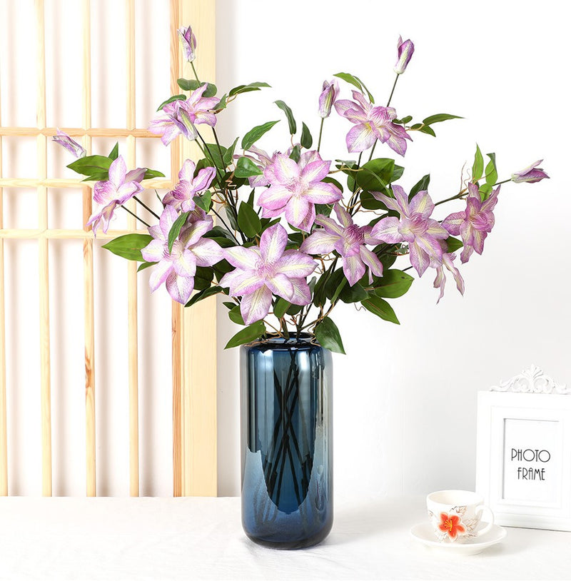 Clématite artificielle violette en vrac avec feuillage 26 pouces en gros 