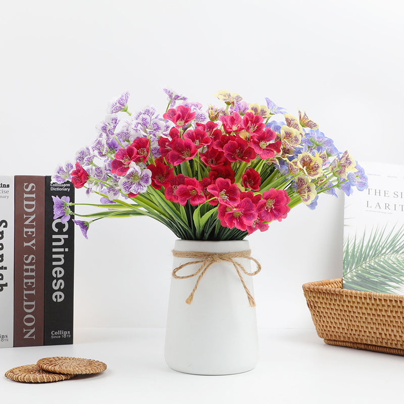 Bouquet de fleurs artificielles en soie violette pour naissance de février, 3 pièces, vente en gros