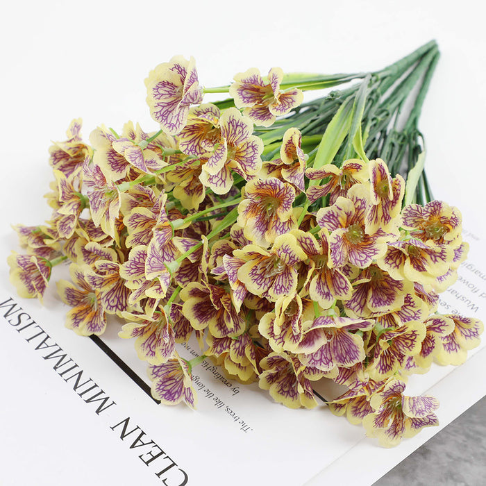 Bulk February Birth Flower 3 Pcs Artificial Silk Flower Violet Branch Bouquet Wholesale
