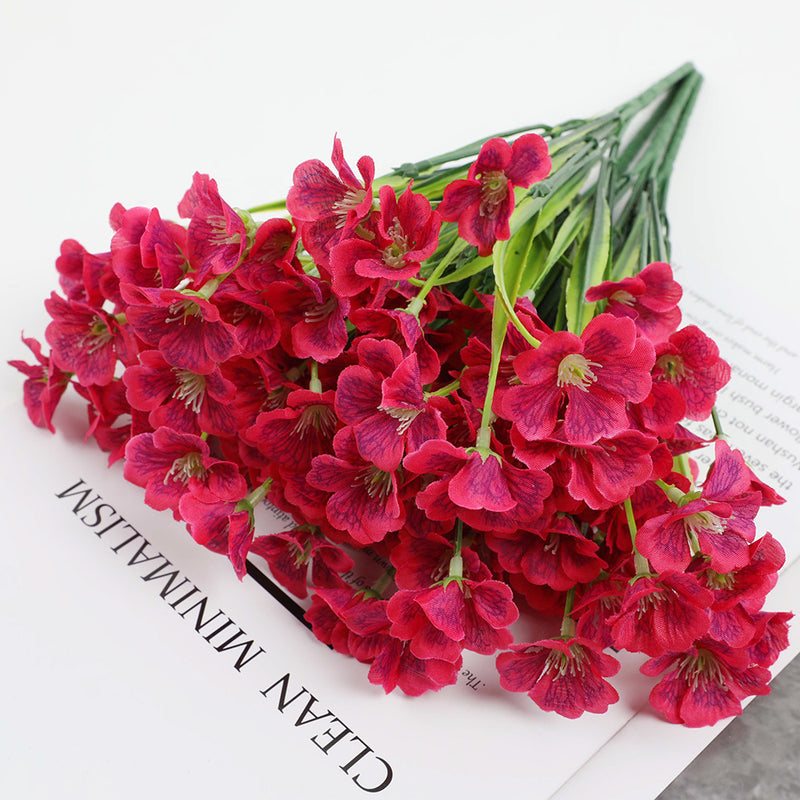 Bouquet de fleurs artificielles en soie violette pour naissance de février, 3 pièces, vente en gros