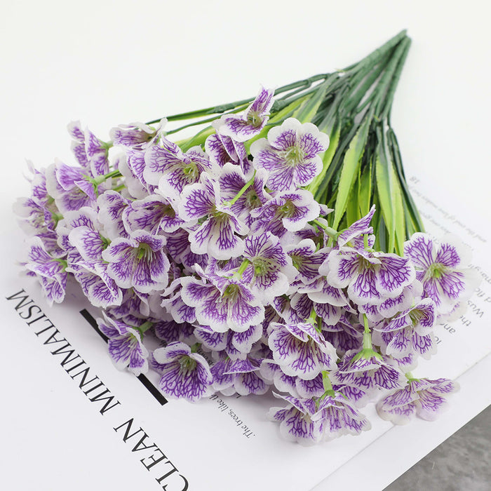 Flor de nacimiento de febrero a granel, 3 uds., ramo de rama violeta de flor de seda Artificial, venta al por mayor