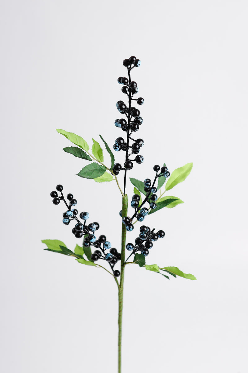 AM Basics Artificial Berries Stem with Leaves 25 Inch