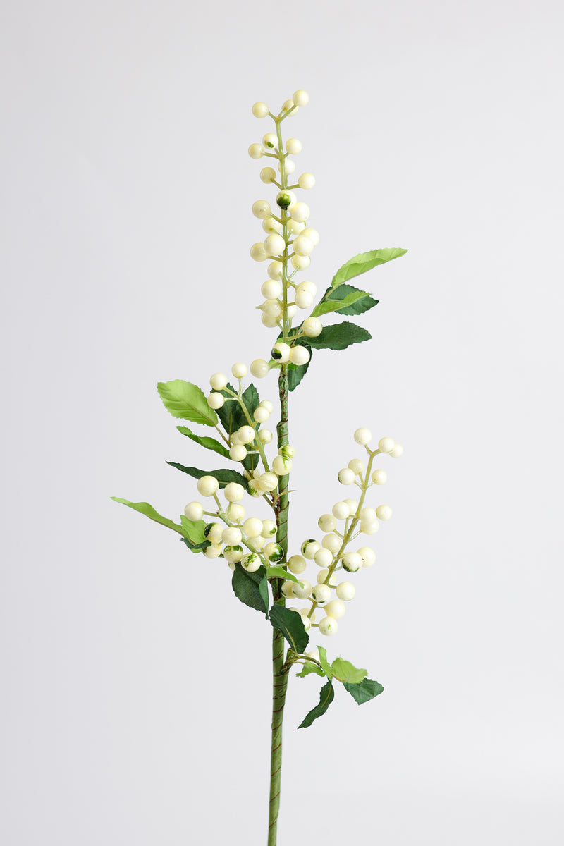 AM Basics Artificial Berries Stem with Leaves 25 Inch