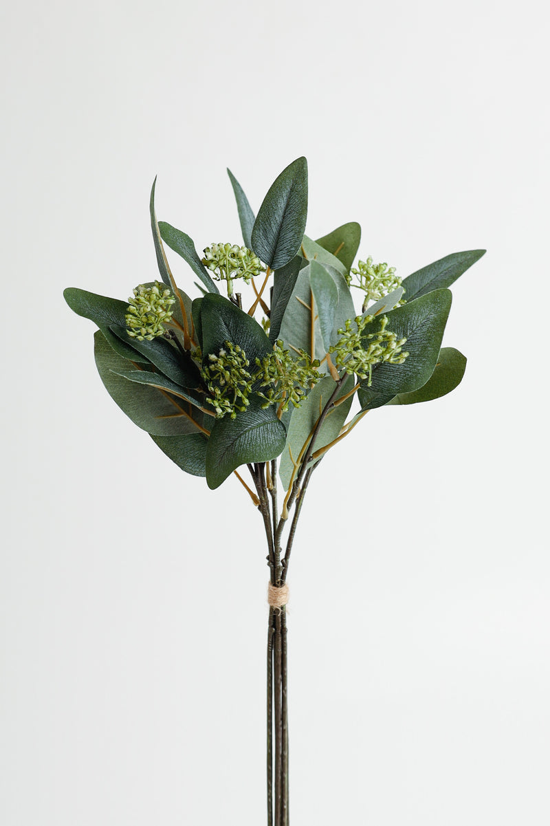 AM Basics Artificial Eucalyptus Small Bouquet with Fruits 15 Inch