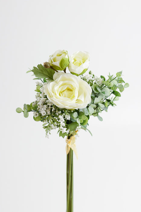 Artificial Flowers Holding Flowers Lulian and Gypsophila Bouquet 15 Inch
